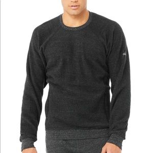 BNWT Alo Yoga The Triumph Crew Neck Sweatshirt Charcoal Black Triblend